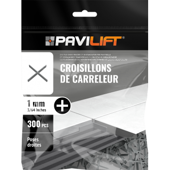 SACHET DE 300 CROISILLONS DE CARRELEUR EN CROIX ( + ) 1 MM