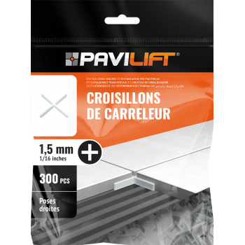 SACHET DE 300 CROISILLONS DE CARRELEUR EN CROIX ( + ) 1,5 MM