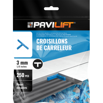 SACHET DE 250 CROISILLONS DE CARRELEUR EN Té ( T ) 3 MM