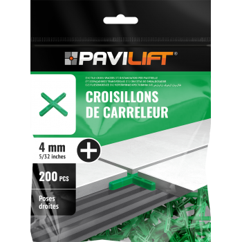 SACHET DE 200 CROISILLONS DE CARRELEUR EN CROIX ( + ) 4 MM