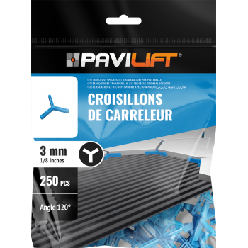 SACHET DE 250 CROISILLONS DE CARRELEUR EN Y (120Ã?Â°) 3 MM