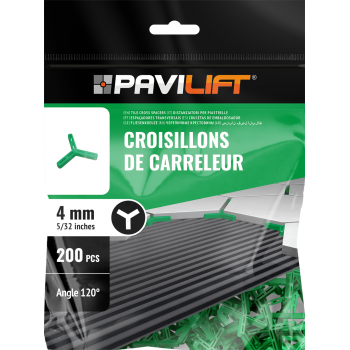 SACHET DE 250 CROISILLONS DE CARRELEUR ( EN Y 120Ã?Â° ) 4 MM