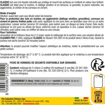 FILACLASSIC CIRE LIQUIDE éCOLOGIQUE BIDONS DE 1 LT