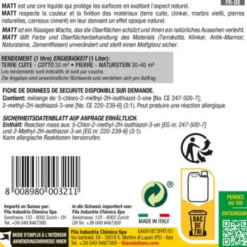 FILAMATT CIRE DE PROTECTION Ãƒâ‚¬ EFFET NATUREL BIDONS DE 5 LT