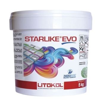 Pot de 5 Kgs mortier époxy Litokol Starlike Avorio + éponge à émulsionner