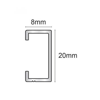 LISTELLO MATITA ALLUMINIO CROMATO PLACCATO  10mm x 8mm - 2,5m